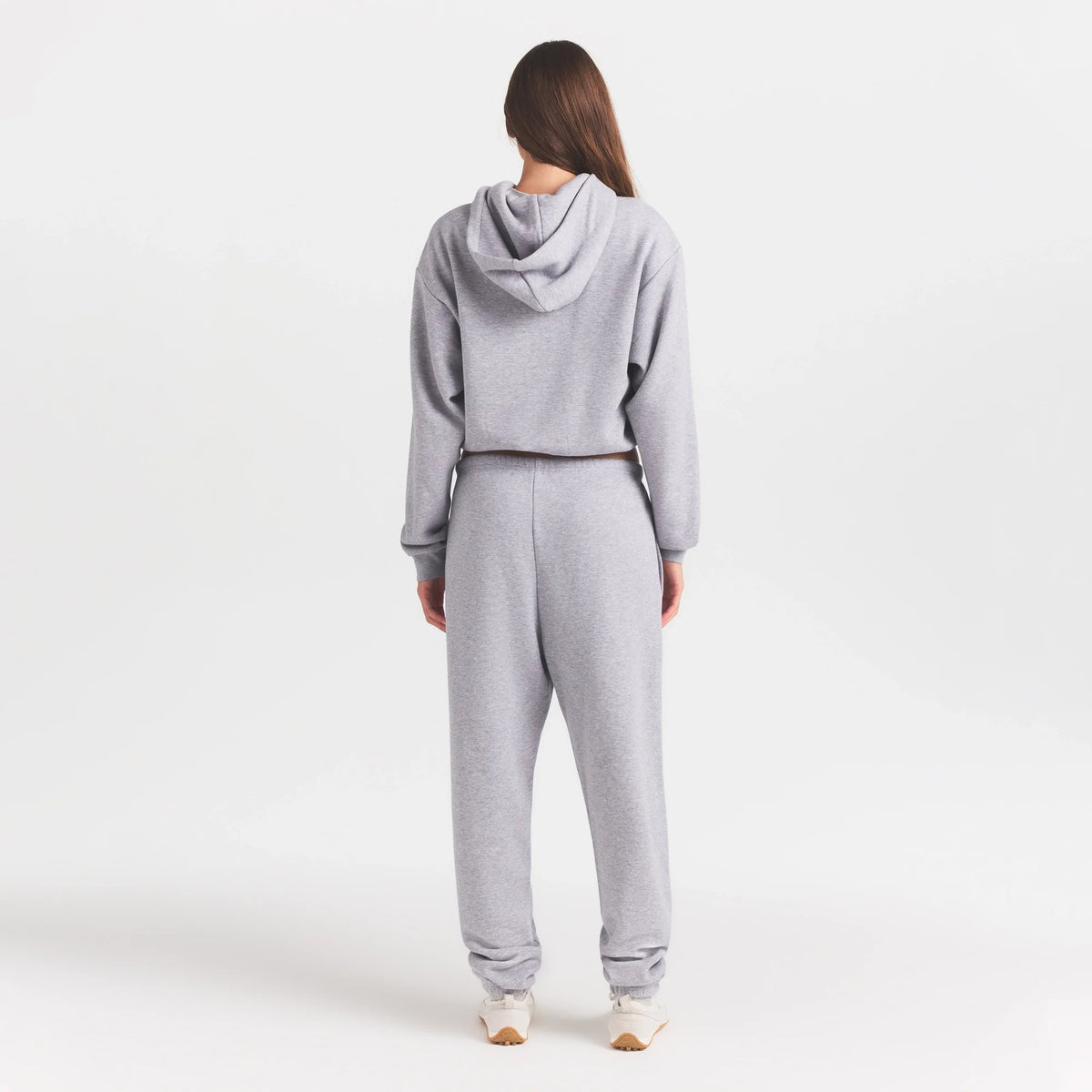 COTTON FLEECE JOGGER WITH EMBOSSED LOGO | HEATHER GREY