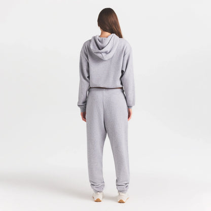 COTTON FLEECE JOGGER WITH EMBOSSED LOGO | HEATHER GREY