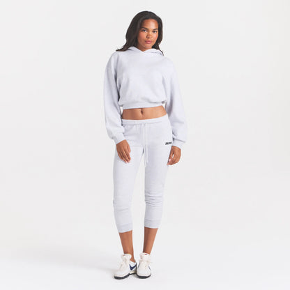 COTTON FLEECE LEGGING WITH EMBOSSED LOGO | LIGHT HEATHER GREY