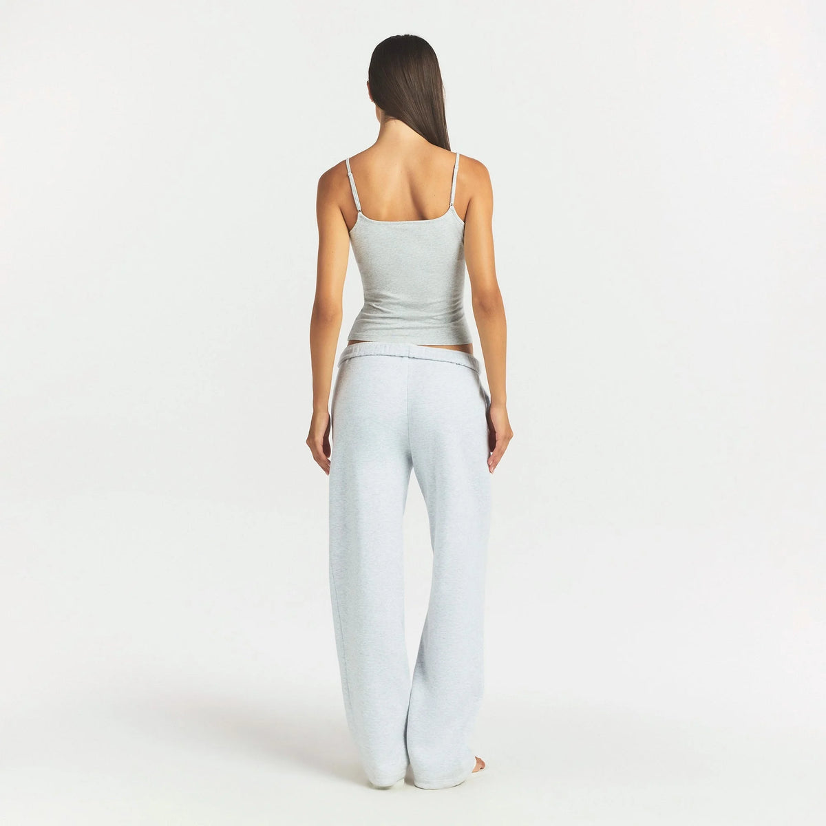 COTTON FLEECE STRAIGHT LEG PANT | LIGHT HEATHER GREY