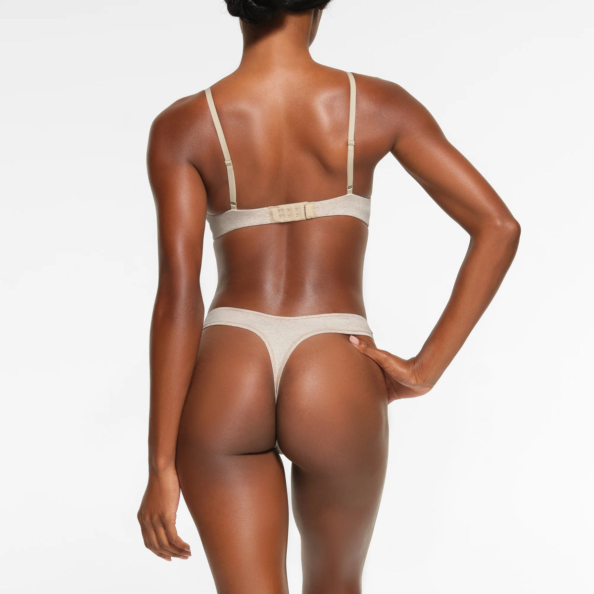 COTTON JERSEY T-SHIRT BRA | HEATHER OATMEAL