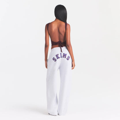 COTTON FLEECE STRAIGHT LEG PANT | LIGHT HEATHER GREY ARCHED SKIMS PLAID
