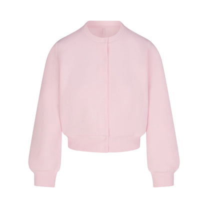 COTTON FLEECE SHRUNKEN CARDIGAN | CHERRY BLOSSOM