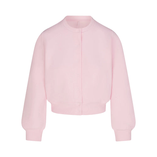 COTTON FLEECE SHRUNKEN CARDIGAN | CHERRY BLOSSOM