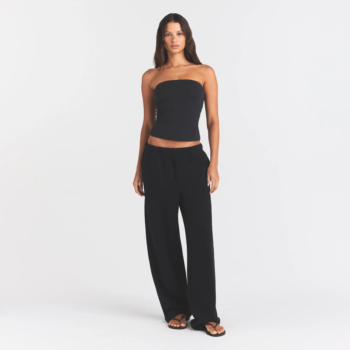 COTTON FLEECE STRAIGHT LEG PANT | ONYX