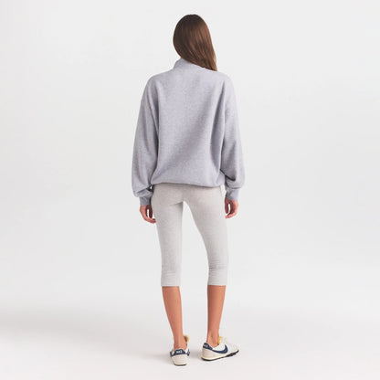 COTTON FLEECE MOCK NECK QUARTER ZIP WITH EMBOSSED LOGO | HEATHER GREY