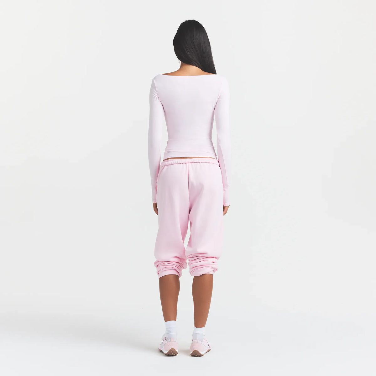 COTTON JERSEY LONG SLEEVE BOATNECK TOP | CHERRY BLOSSOM