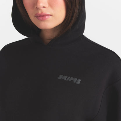 COTTON FLEECE HOODIE WITH EMBOSSED LOGO | ONYX