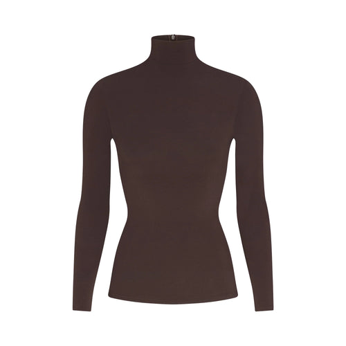 COTTON JERSEY TURTLENECK LONG SLEEVE | ESPRESSO