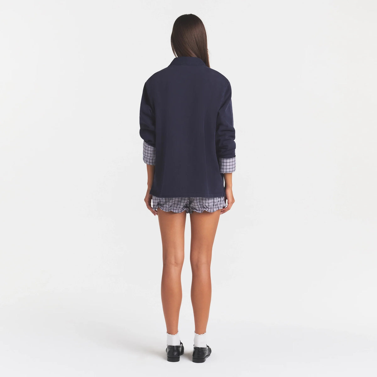 BOYFRIEND FLEECE OVERSIZED POLO  | BLUE BLACK