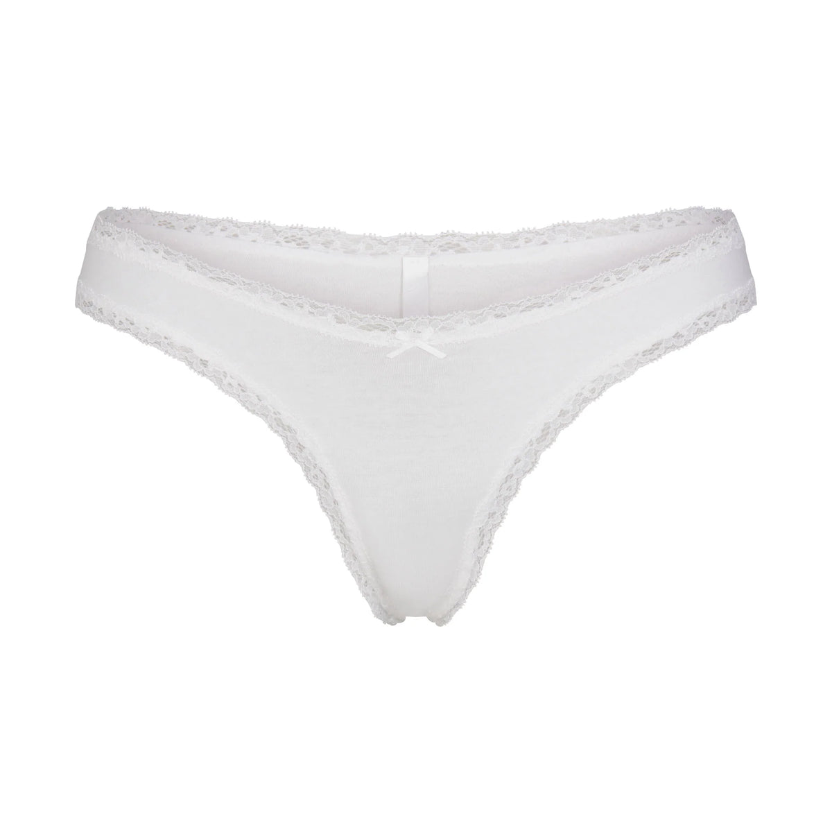 LIGHTWEIGHT COTTON LACE THONG | SNOW