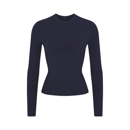 COTTON JERSEY LONG SLEEVE T-SHIRT | NAVY