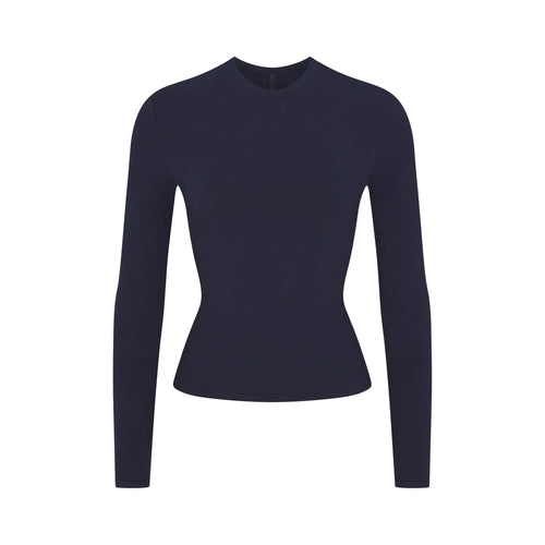 COTTON JERSEY LONG SLEEVE T-SHIRT | NAVY