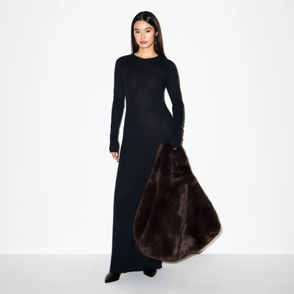 FAUX FUR JUMBO TOTE | ESPRESSO