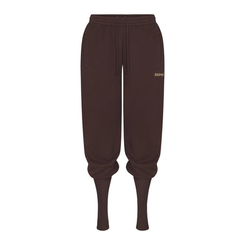 COTTON FLEECE SWEATPANT WITH RIB LEG WARMER WITH EMBOSSED LOGO | ESPRESSO
