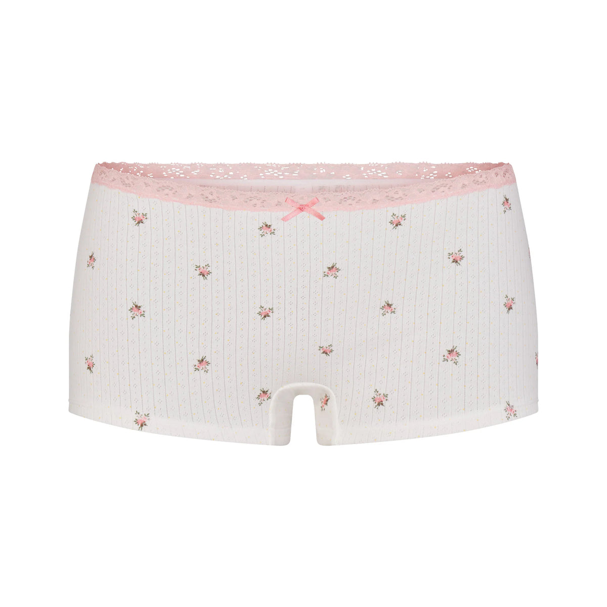 LIGHTWEIGHT COTTON POINTELLE LACE CAMI AND BOY SHORT SET | SNOW MICRO DOT FLORAL