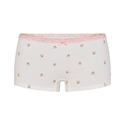 LIGHTWEIGHT COTTON POINTELLE LACE CAMI AND BOY SHORT SET | SNOW MICRO DOT FLORAL
