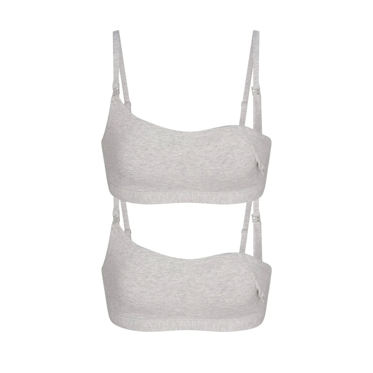 COTTON JERSEY MATERNITY NURSING SCOOP BRALETTE 2-PACK | LIGHT HEATHER GREY