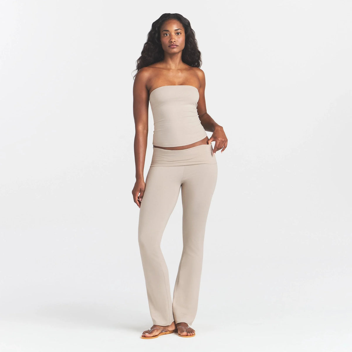 COTTON JERSEY FOLDOVER PANT | STONE