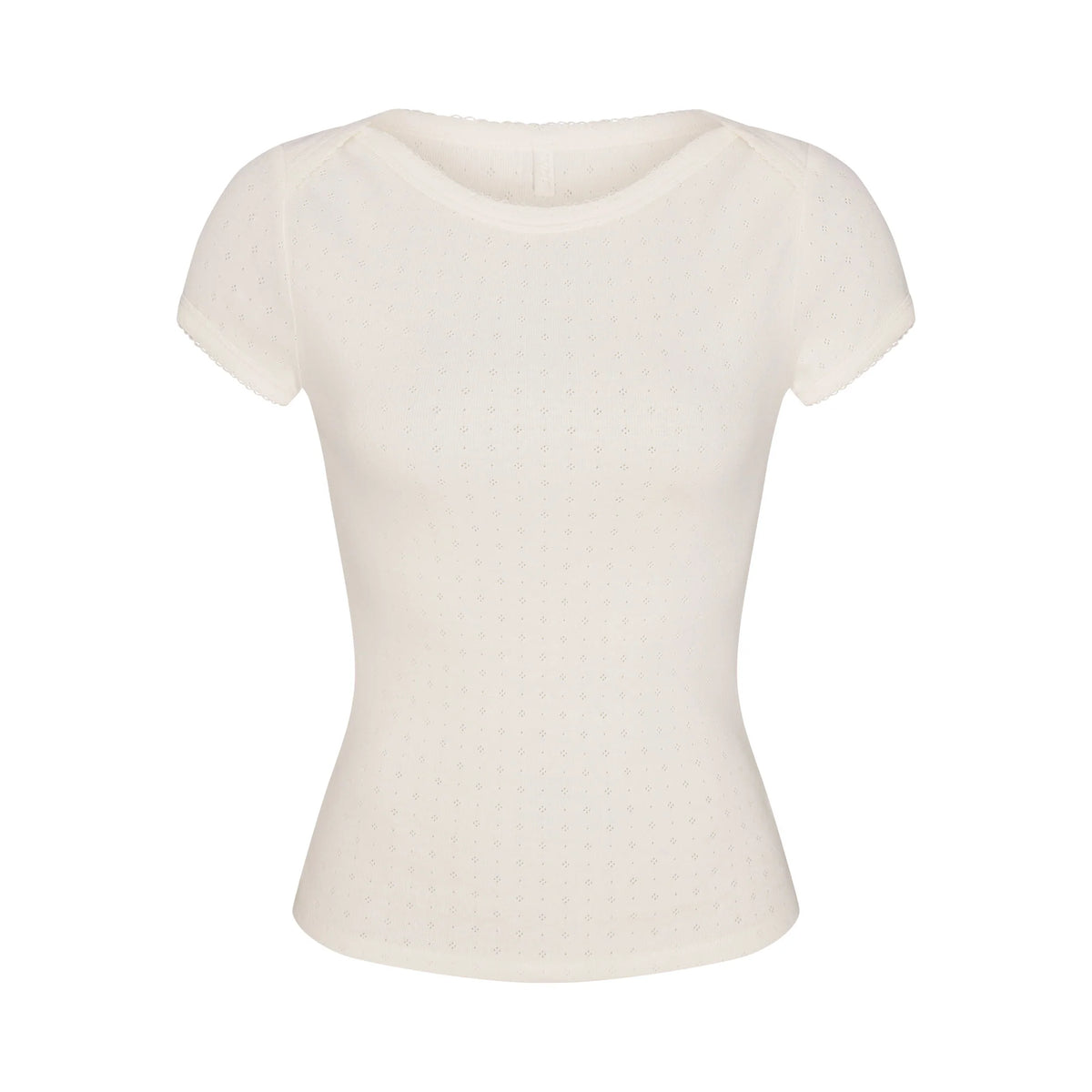 HEAVY POINTELLE BOATNECK TEE | MARBLE