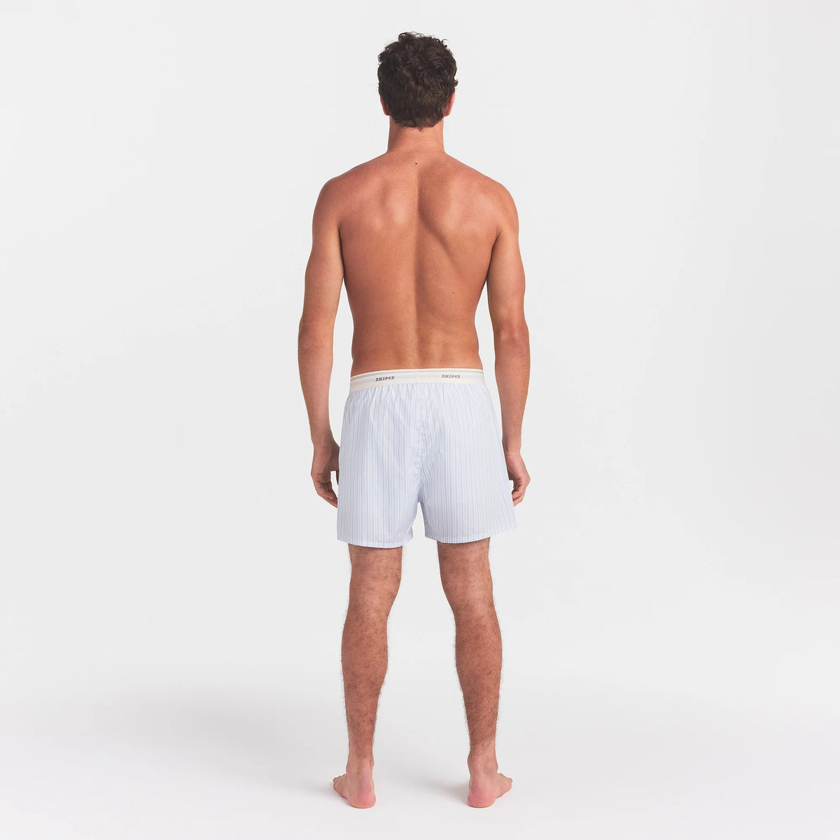 COTTON POPLIN MENS LOGO BAND BOXER | PLATINUM DOUBLE STRIPE