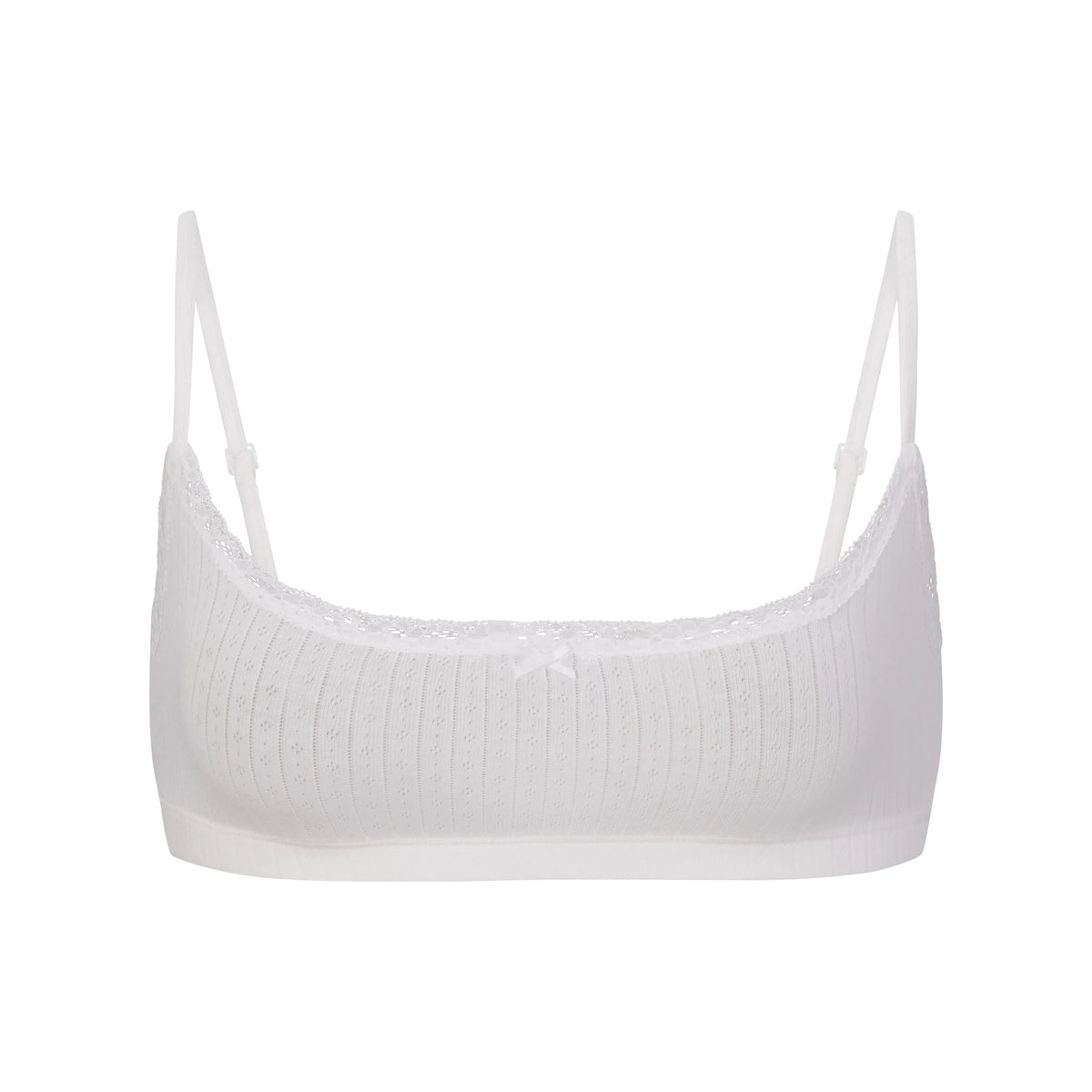LIGHTWEIGHT COTTON POINTELLE SCOOP BRALETTE | SNOW