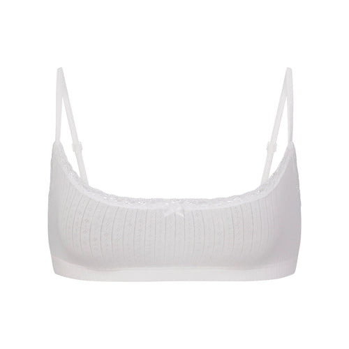 LIGHTWEIGHT COTTON POINTELLE SCOOP BRALETTE | SNOW
