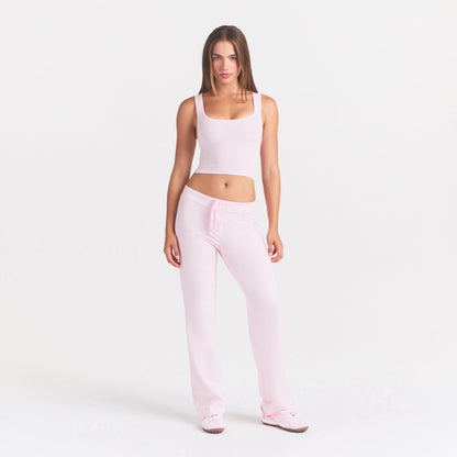 COTTON JERSEY STRAIGHT LEG PANT | CHERRY BLOSSOM