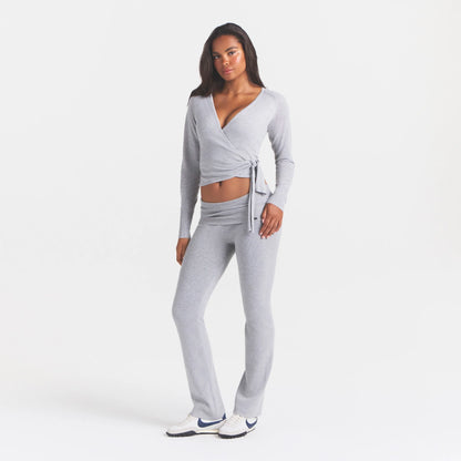 ESSENTIAL KNIT FOLDOVER PANT | MID HEATHER GREY