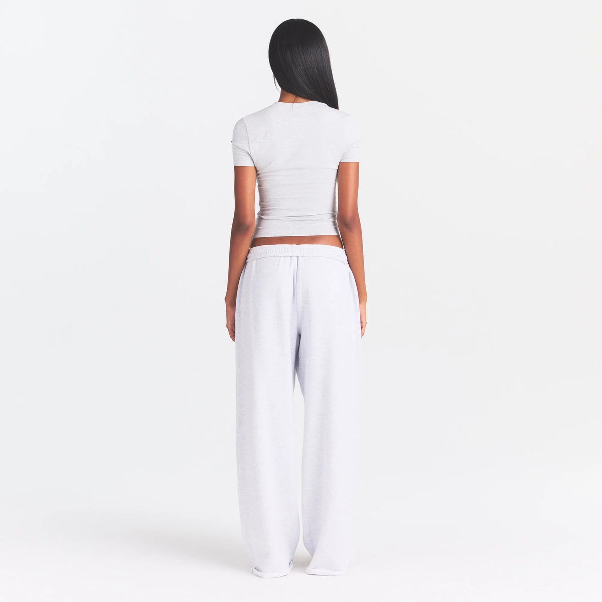 COTTON FLEECE OVERSIZED STRAIGHT LEG PANT | LIGHT HEATHER GREY