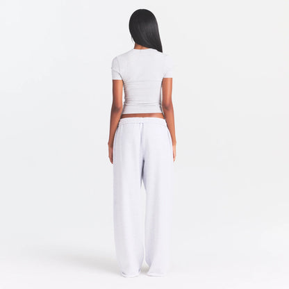 COTTON FLEECE OVERSIZED STRAIGHT LEG PANT | LIGHT HEATHER GREY
