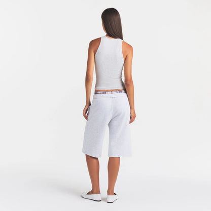 COTTON FLEECE LONG SHORT | LIGHT HEATHER GREY