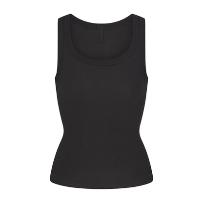 COTTON RIB SCOOP NECK TANK | SOOT