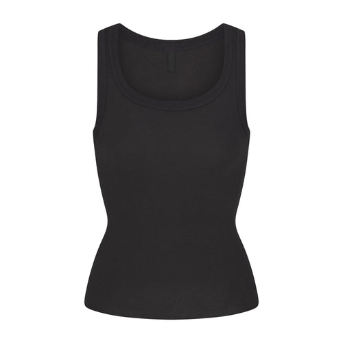 COTTON RIB SCOOP NECK TANK | SOOT