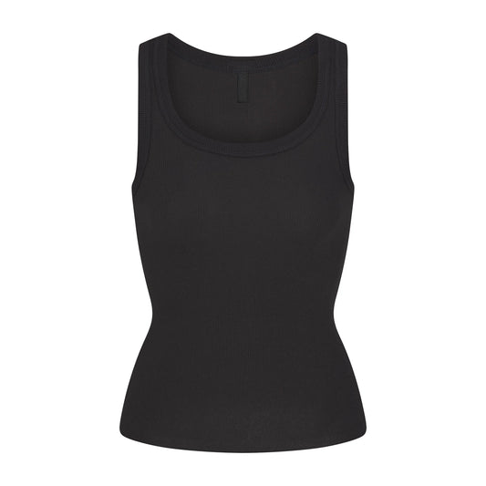 COTTON RIB SCOOP NECK TANK | SOOT