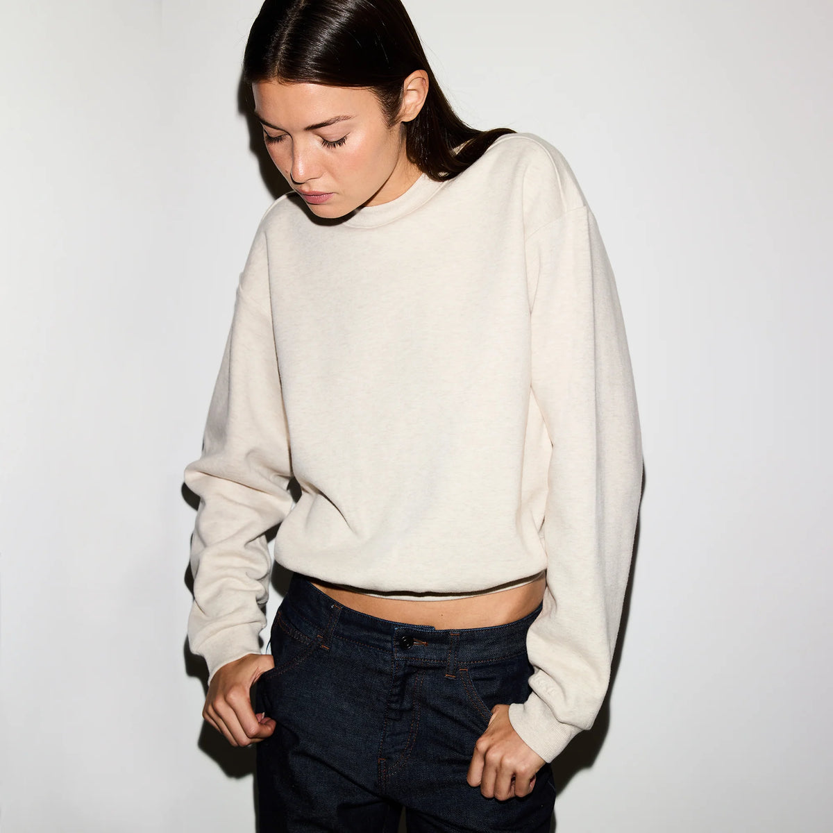 COTTON FLEECE CREWNECK | OATMEAL HEATHER