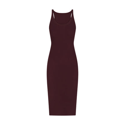 COTTON RIB TANK MIDI DRESS | CURRANT
