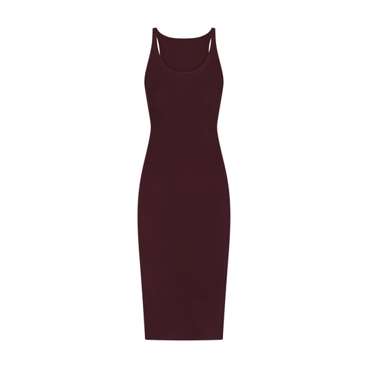 COTTON RIB TANK MIDI DRESS | CURRANT