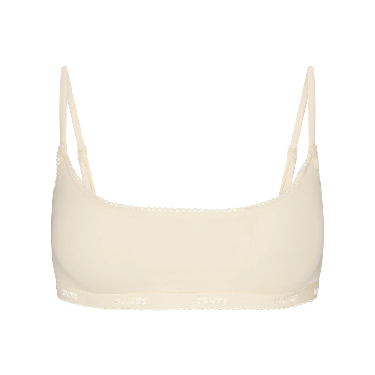 LIGHTWEIGHT COTTON LOGO PICOT SCOOP BRALETTE | BUTTER TONAL