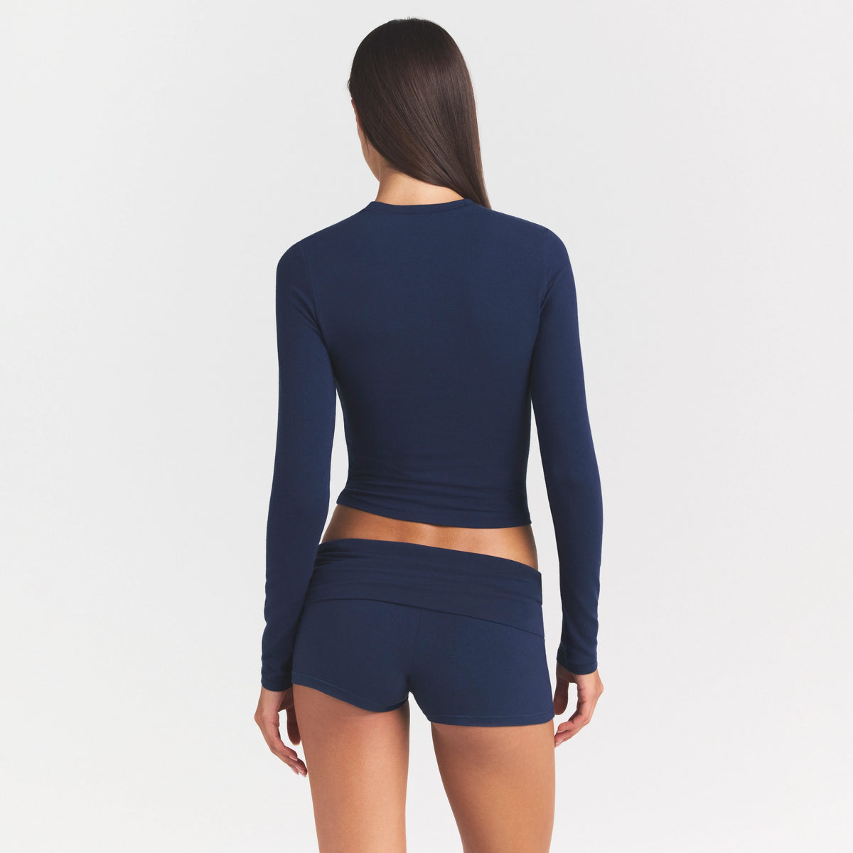 COTTON JERSEY LONG SLEEVE T-SHIRT | NAVY