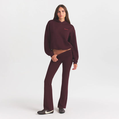 COTTON FLEECE HOODIE WITH EMBOSSED LOGO | CURRANT