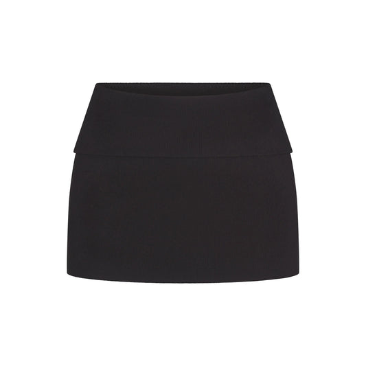 COTTON RIB FOLDOVER MINI SKIRT | SOOT