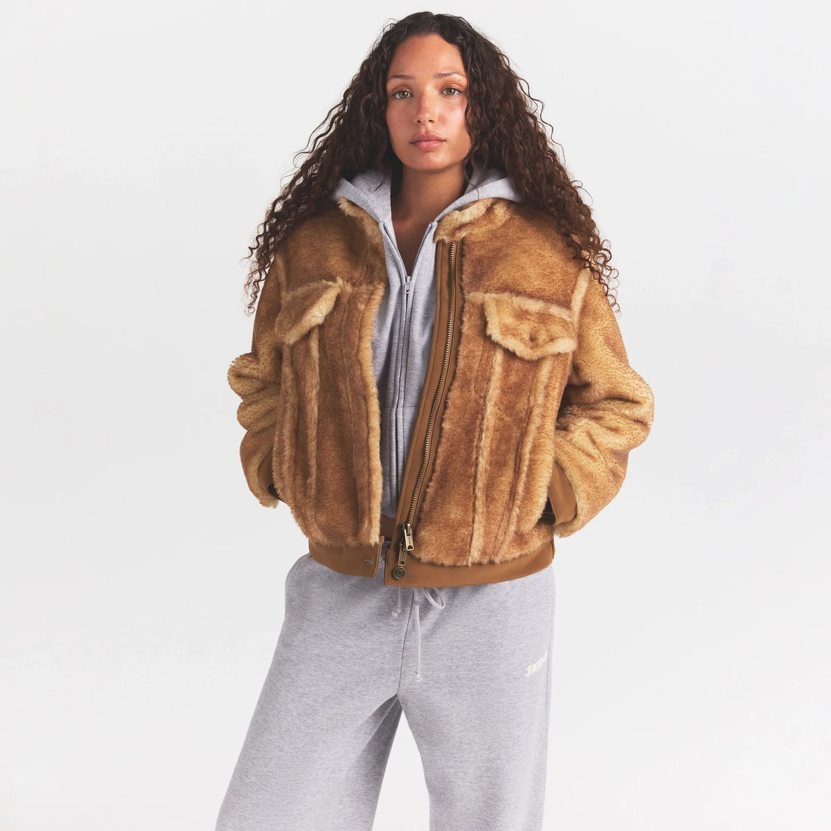 FAUX SHEARLING JACKET | TOASTED LATTE