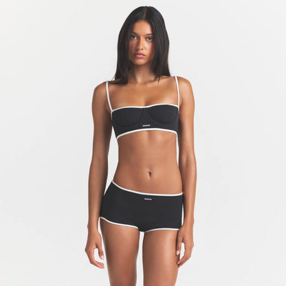 COTTON RIB BALCONETTE BRA | SOOT CONTRAST