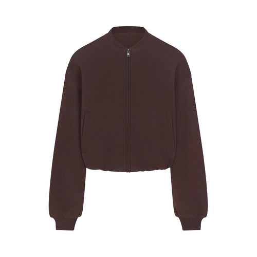 COTTON FLEECE BOMBER JACKET | ESPRESSO
