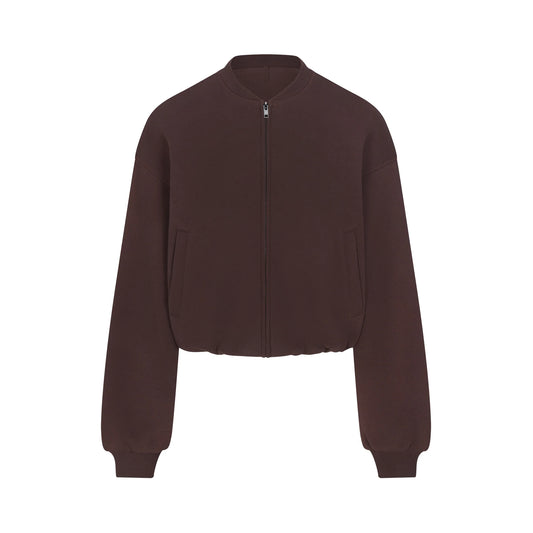 COTTON FLEECE BOMBER JACKET | ESPRESSO