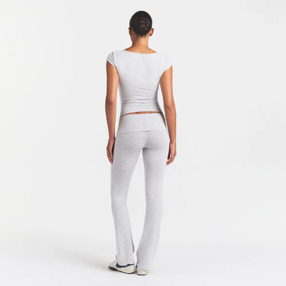 COTTON JERSEY SCOOP NECK T-SHIRT | LIGHT HEATHER GREY