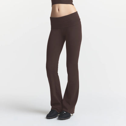 COTTON JERSEY FOLDOVER PANT | ESPRESSO
