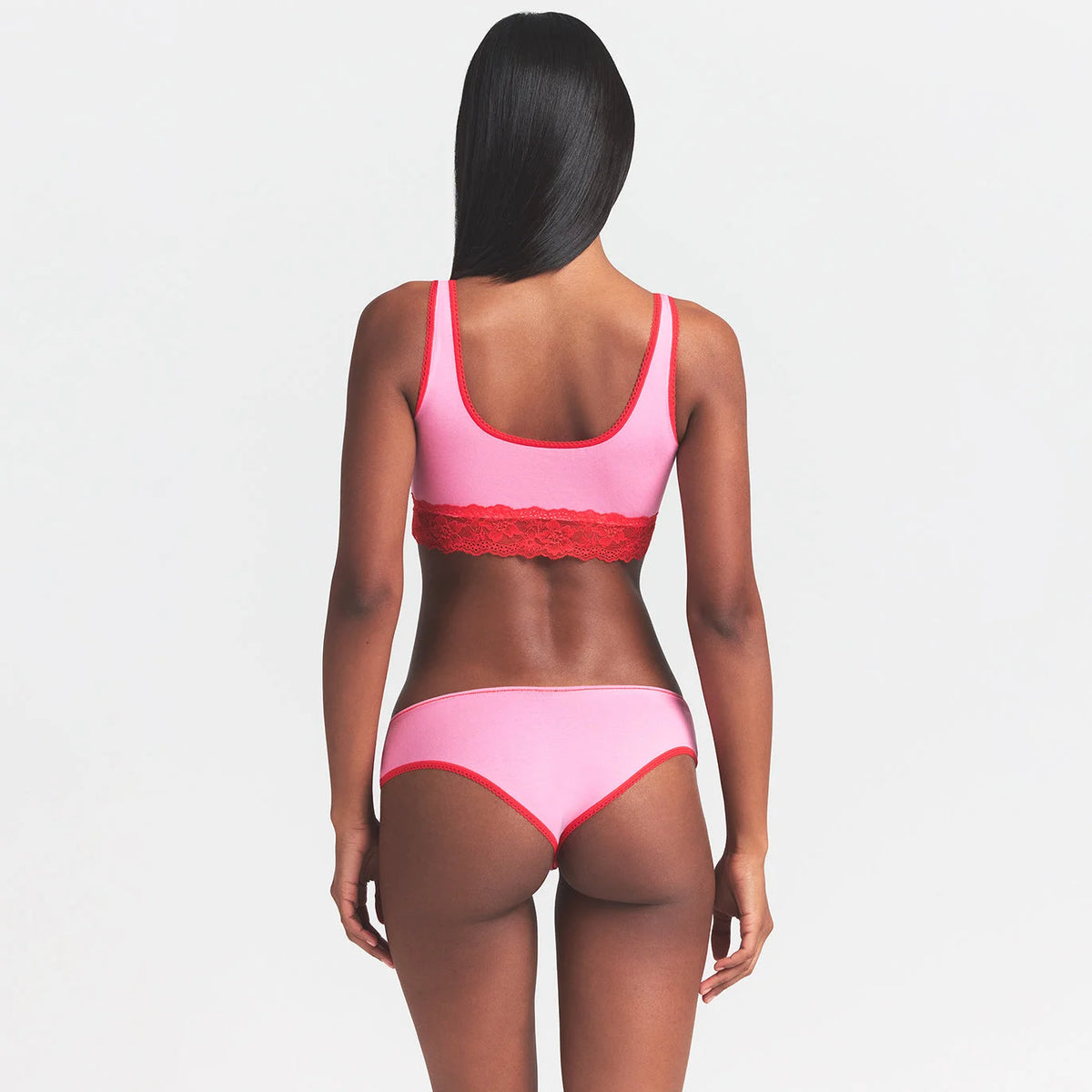 LIGHTWEIGHT COTTON LACE HIPSTER | CARNATION CONTRAST