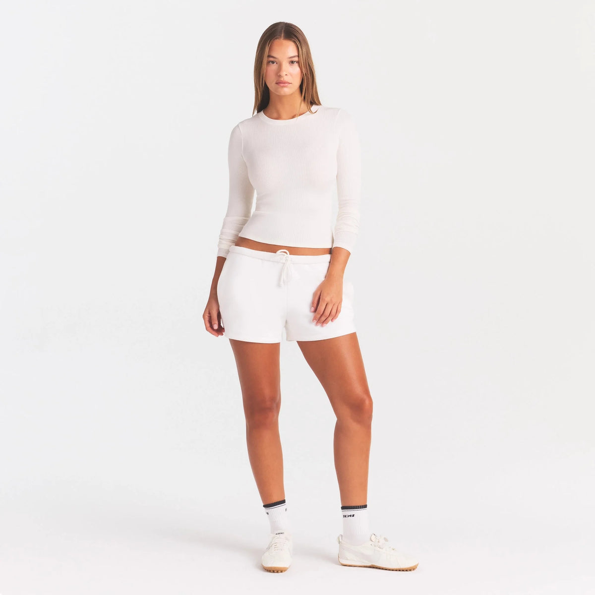 COTTON RIB LONG SLEEVE T-SHIRT | MARBLE